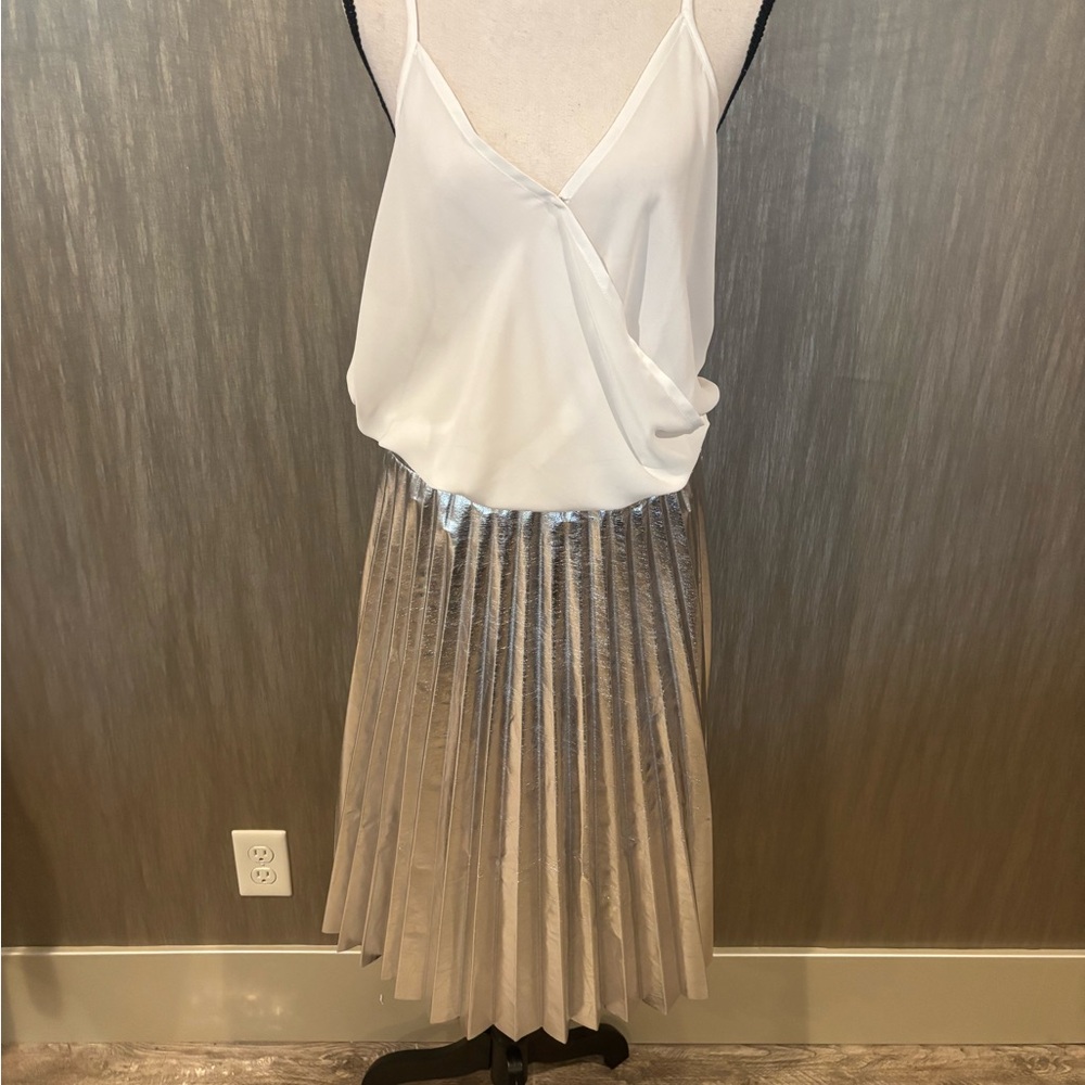 Zara metallic pleated midi skirt